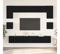 vidaXL TV Cabinet Set 8 pcs Black oak 100 x 30 x 30 cm Engineered wood