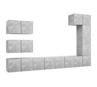 vidaXL TV Cabinet Set 8 Piece Concrete Grey Engineered Wood Hanging TV Cabinet