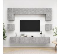 vidaXL TV Cabinet Set 8 Piece Concrete Grey Engineered Wood Hanging TV Stand
