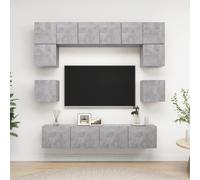 vidaXL TV Cabinet Set 8 Piece Concrete Grey Engineered Wood Hanging TV Stand