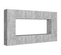 vidaXL TV Cabinet Set 8 Piece Concrete Grey Engineered Wood Hanging TV Stand