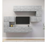 vidaXL TV Cabinet Set 8 Piece Concrete Grey Engineered Wood Hanging TV Unit