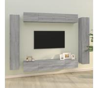 vidaXL TV Cabinet Set 8 Piece Grey Sonoma Engineered Wood Media Unit Sideboard