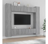 vidaXL TV Cabinet Set 8 Piece Grey Sonoma Engineered Wood TV Unit Sideboard