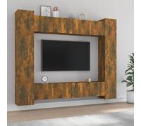 vidaXL TV Cabinet Set 8 Piece Smoked Oak Engineered Wood TV Unit Sideboard