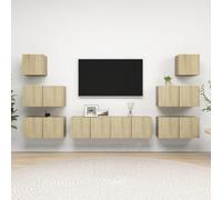 vidaXL TV Cabinet Set 8 Piece Sonoma Oak Engineered Wood Hanging TV Cabinet