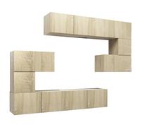 vidaXL TV Cabinet Set 8 Piece Sonoma Oak Engineered Wood Hanging TV Stand