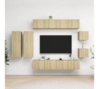 vidaXL TV Cabinet Set 8 Piece Sonoma Oak Engineered Wood TV Stand Cabinet