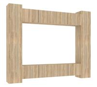 vidaXL 8-Piece TV Cabinet Set in Sonoma Oak - Wall-Mounted, Space Saving and Ample Storage with Modern Design for Living Room or Bedroom