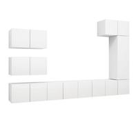 vidaXL 8 Piece TV Cabinet Set White Engineered Wood