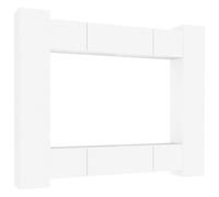 vidaXL TV Cabinet Set 8 Piece White Engineered Wood TV Console Media Cabinet
