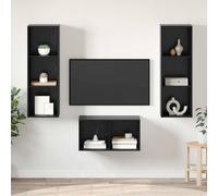vidaXL TV Cabinet Set Black Oak 37 x 37 x 107 cm Engineered Wood