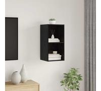vidaXL Wall-Mounted TV Cabinet Engineered Wood Black Oak 37 x 37 x 72 cm