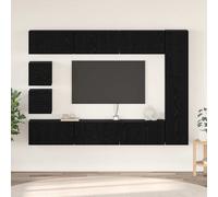vidaXL TV Cabinet Set Wall-mounted 10 pcs Black Oak Engineered Wood