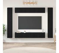 vidaXL TV Cabinet Set Wall-mounted 10 pcs Black Oak Engineered Wood