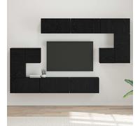vidaXL TV Cabinet Set Wall-mounted 10 pcs Black Oak Engineered Wood