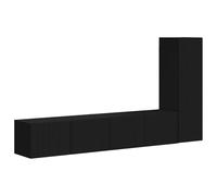 vidaXL TV Cabinet Set Wall-mounted 2 pcs Black Engineered Wood, Living Room, Rectangular, Modern, Stylish Cabinet, Wall-Mounted Furniture, Multi-Purpose Storage, Elegant Design, Tv Unit