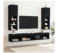 vidaXL TV Cabinet Set Wall-mounted 2 pcs Black Oak 30.5 x 30 x 102 cm