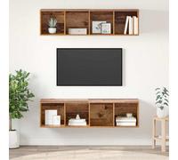 vidaXL TV Cabinet Set Wall-mounted 2 pcs Old Wood 37 x 37 x 142.5 cm