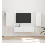 vidaXL TV Cabinet Set Wall-mounted 2 pcs White Engineered Wood