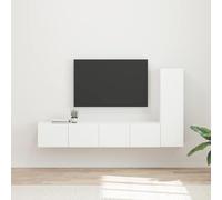 vidaXL TV Cabinet Set Wall-mounted 2 pcs White Engineered Wood, Living Room, Rectangular, Modern, Stylish Cabinet, Wall-Mounted Furniture, Multi-Purpose Storage, Elegant Design, Tv Unit