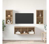 vidaXL TV Cabinet Set 3 pcs Artisan Oak Engineered Wood - Brown, Brown