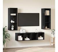 vidaXL TV Cabinet Set Wall-mounted 3 pcs Black Oak Engineered Wood