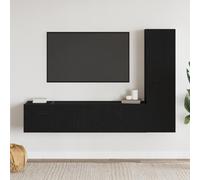 vidaXL TV Cabinet Set Wall-mounted 4 pcs Black Oak 130.5 x 30 x 140 cm