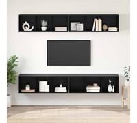 vidaXL TV Cabinet Set Wall-mounted 4 pcs Black Oak 37 x 37 x 107.5 cm