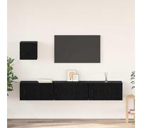 vidaXL TV Cabinet Set 4 pcs Black Oak Engineered Wood, Black