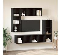 vidaXL TV Cabinet Set Wall-mounted 4 pcs Black Oak Engineered Wood