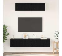 vidaXL TV Cabinet Set Wall-mounted 4 pcs Black Oak Engineered Wood