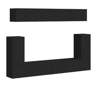 vidaXL TV Cabinet Set Wall-mounted 5 pcs Black Engineered Wood, Living Room, Modern Tv Cabinet Set, Rectangular Design, Wall-Mounted Unit, Functional Shelving, Designer Storage Solutions