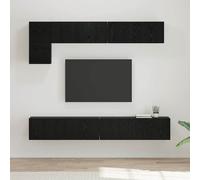 vidaXL TV Cabinet Set Wall-mounted 5 pcs Black Oak Engineered Wood