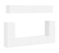 vidaXL TV Cabinet Set Wall-mounted 5 pcs White Engineered Wood, Living Room, Modern Tv Cabinet Set, Rectangular Design, Wall-Mounted Unit, Functional Shelving, Designer Storage Solutions
