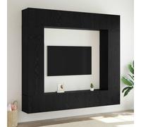 vidaXL TV Cabinet Set Wall-mounted 8 pcs Black Oak Engineered Wood