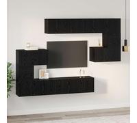 vidaXL TV Cabinet Set Wall-mounted 8 pcs Black Oak Engineered Wood