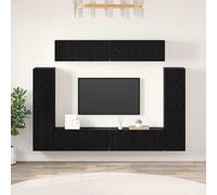 vidaXL TV Cabinet Set Wall-mounted 8 pcs Black oak Engineered wood