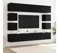 vidaXL TV Cabinet Set Wall-mounted 8 pcs Black Oak Engineered Wood