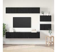 vidaXL TV Cabinet Set Wall-mounted Black Oak Engineered Wood