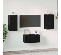 vidaXL TV Cabinet Set Wall-mounted Black Oak Engineered Wood