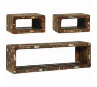 vidaXL TV Cabinet Set with Shelf 3 pcs Multicolour Solid Reclaim wood