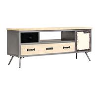 vidaXL Solid Mango Wood and Steel TV Cabinet 120x30x45cm Entertainment Centre