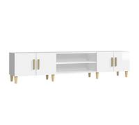 Vidaxl Tv Cabinet, Tv Stand For Living Room Bedroom, Tv Unit With Door, Hifi Cabinet Sideboard, Modern Style, High Gloss White Engineered Wood, White