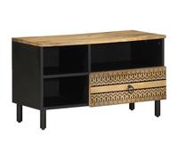 vidaXL TV Cabinet TV Stand TV Unit Media Cabinet Black Solid Rough Wood Mango