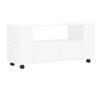 vidaXL TV Cabinet, TV Stand with Drawers, Media Console for Bedroom Living Room, Sideboard with wheels, Modern Style, White Engineered Wood