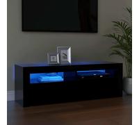 vidaXL TV Cabinet with LED Lights Black Hifi Stand Living Room Furniture Desk