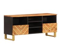 vidaXL TV Cabinet Brown and Black 100x33.5x46 cm Solid Wood Mango, Brown