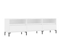vidaXL TV Cabinet - White Engineered Wood with Iron Legs, Multiple Compartments for Storage, Ideal for Living Room and Bedroom, Easy Maintenance