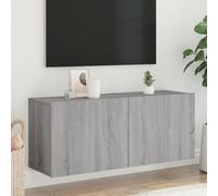 vidaXL 2 Door Grey Sonoma Wall Mounted TV Cabinet - Size: 41 x 100 x 30cm - Wilko